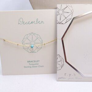 FYB Gold over .925 Sterling Silver Turquoise December Bracelet $32 New